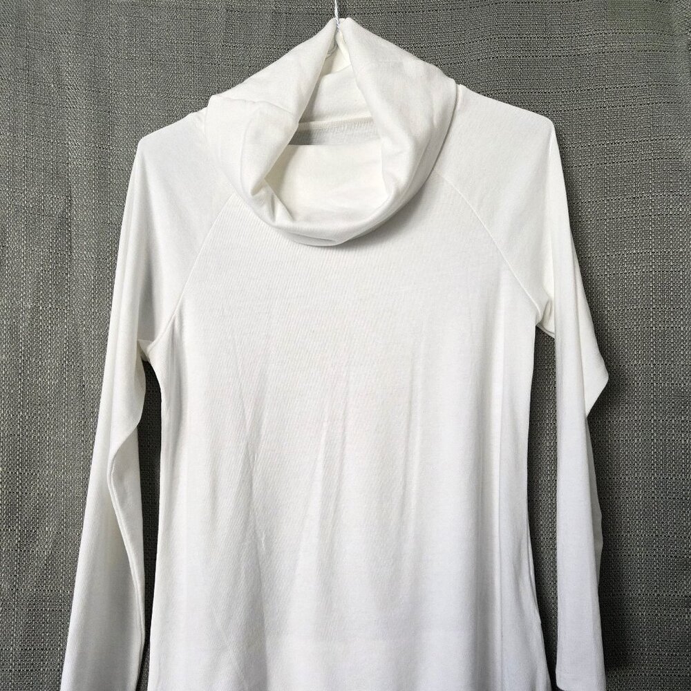 White Long Sleeve Cowl Neck Tunic
